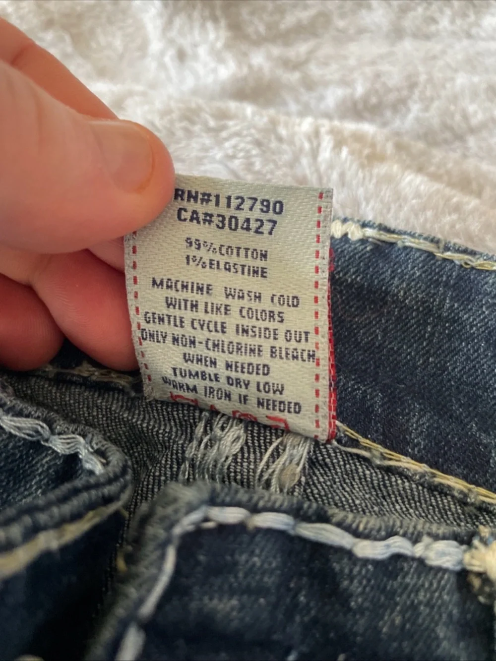 True Religion Indigo Denim Jeans with Contrast Stitching super Ricky T size 31